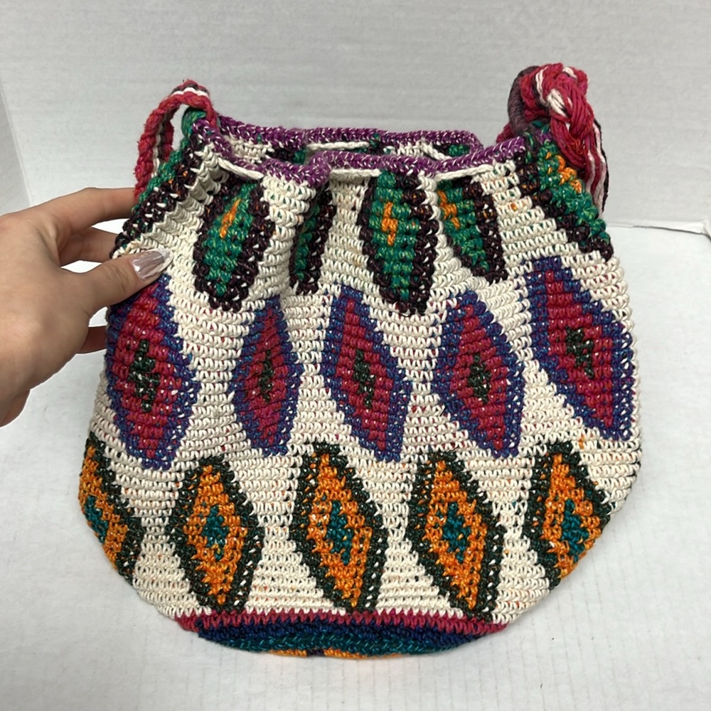 Hiptipico Multicolor Crochet Crossbody Bag – Artisan Boho Festival Purse - Picture 7 of 13